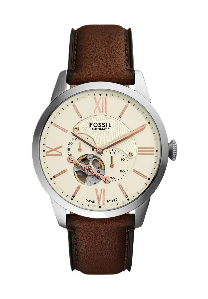 Automatische braune Armbanduhr mit Lederband