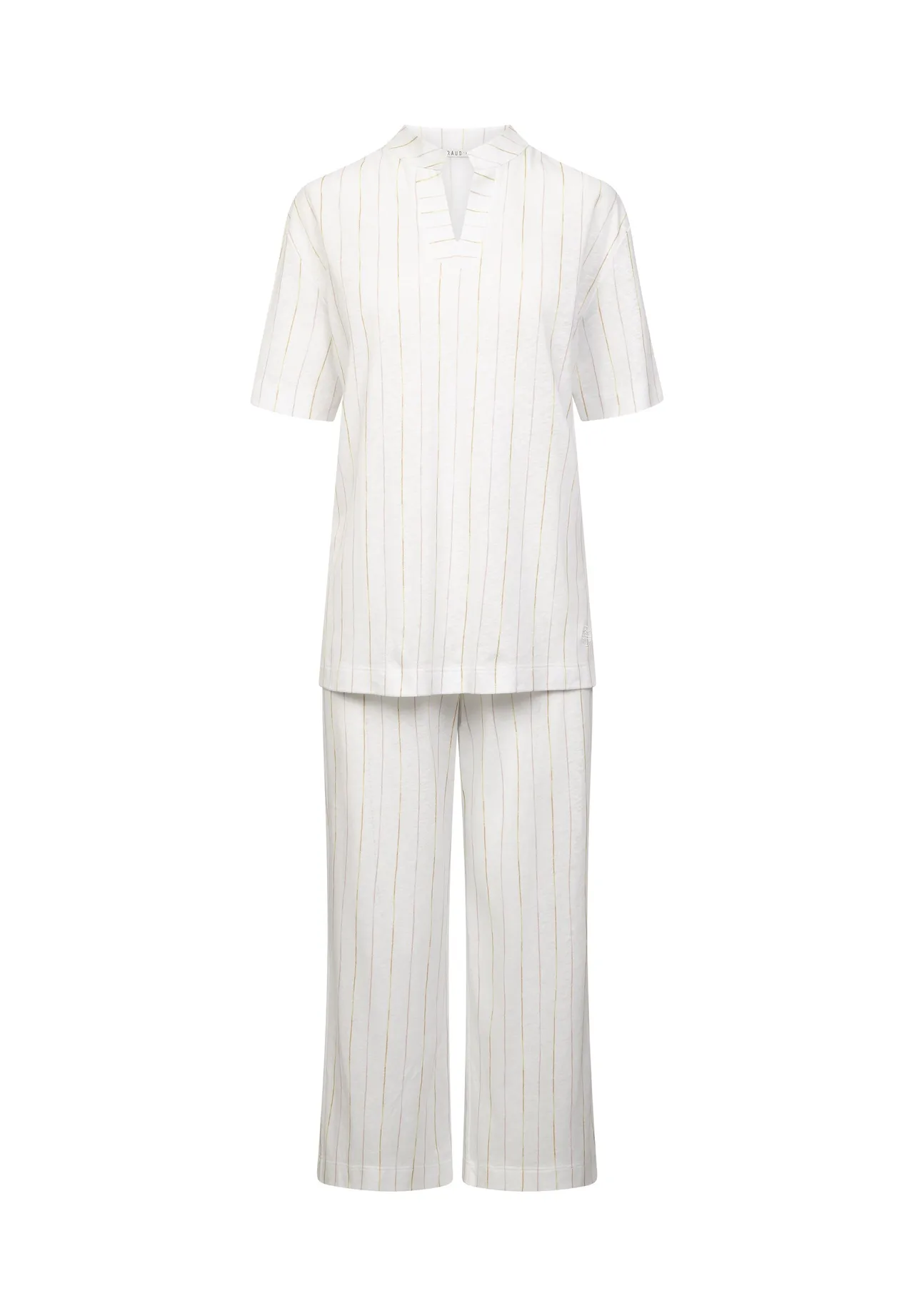 Gestreiftes Pyjama-Set mit Split-Ausschnitt