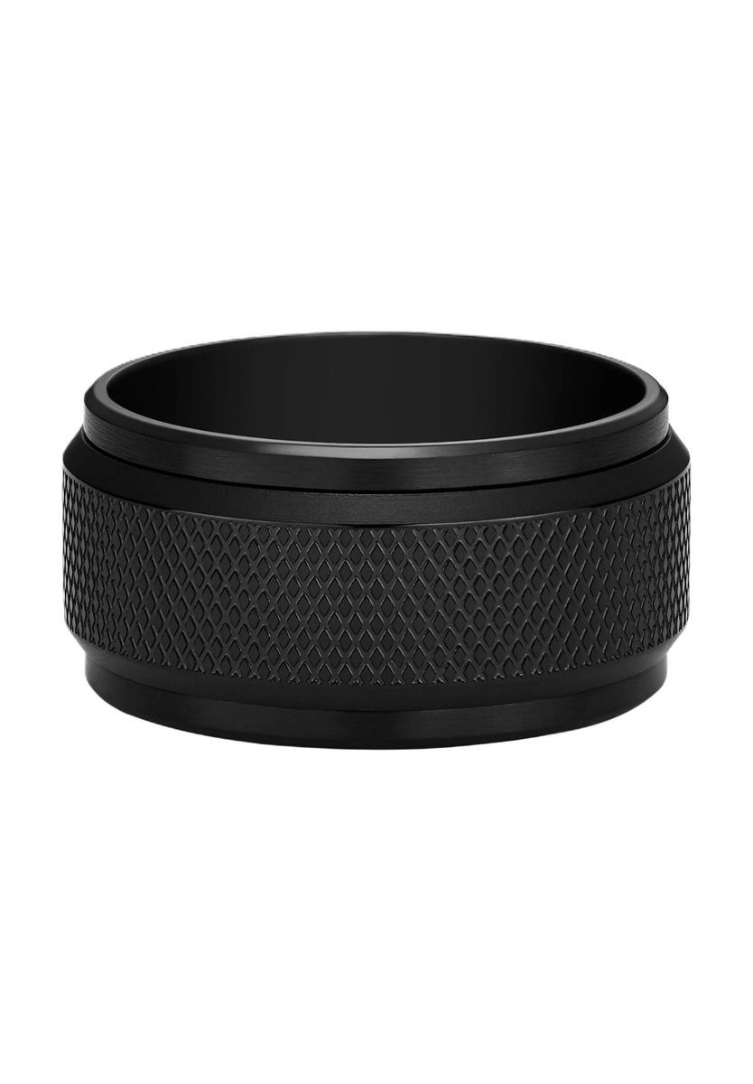 Moderner Ring mit gerändelter, schwarzer Textur