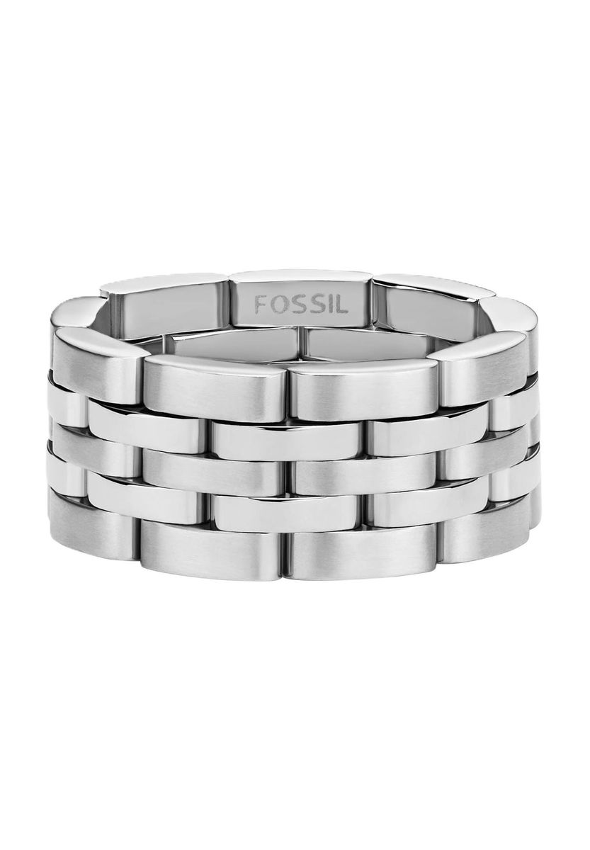 Silberner Edelstahl Ring im Uhrenglieder-Design