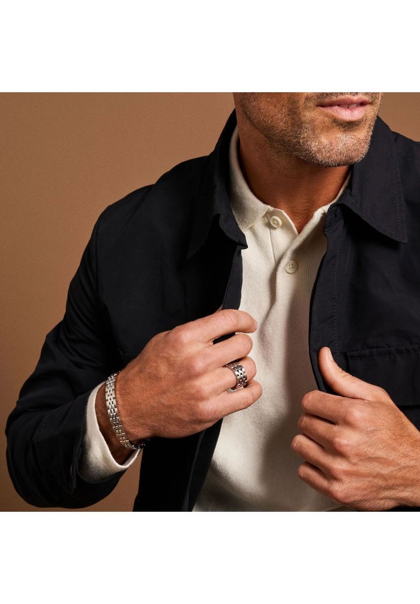 Silberner Edelstahl Ring im Uhrenglieder-Design