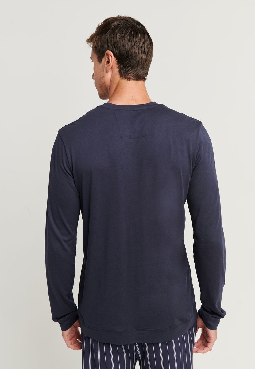 Langärmliges Henley Lounge-Shirt