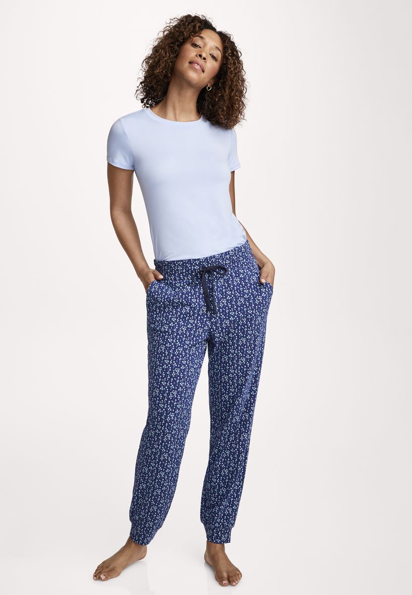 Gemusterte Baumwoll-Stretch-Loungewear-Hose