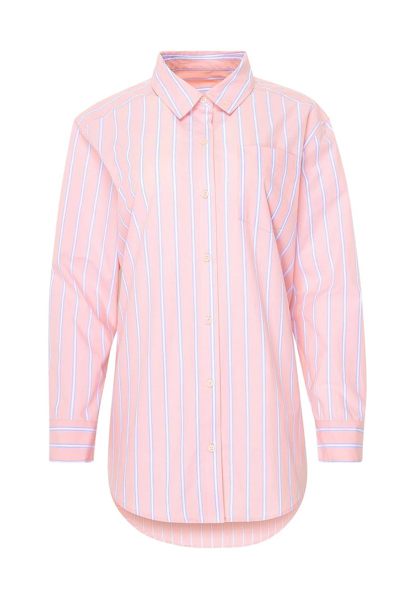 Tailliertes gestreiftes Baumwoll-Schlafshirt