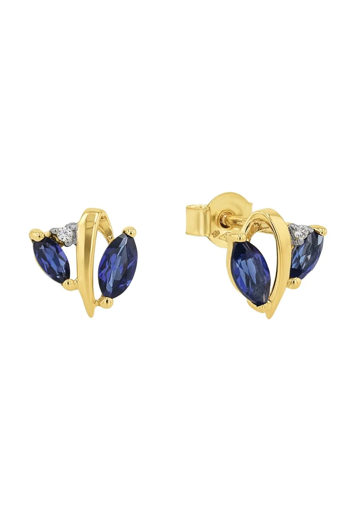 Goldohrstecker mit blauen Marquise-Zirkonia