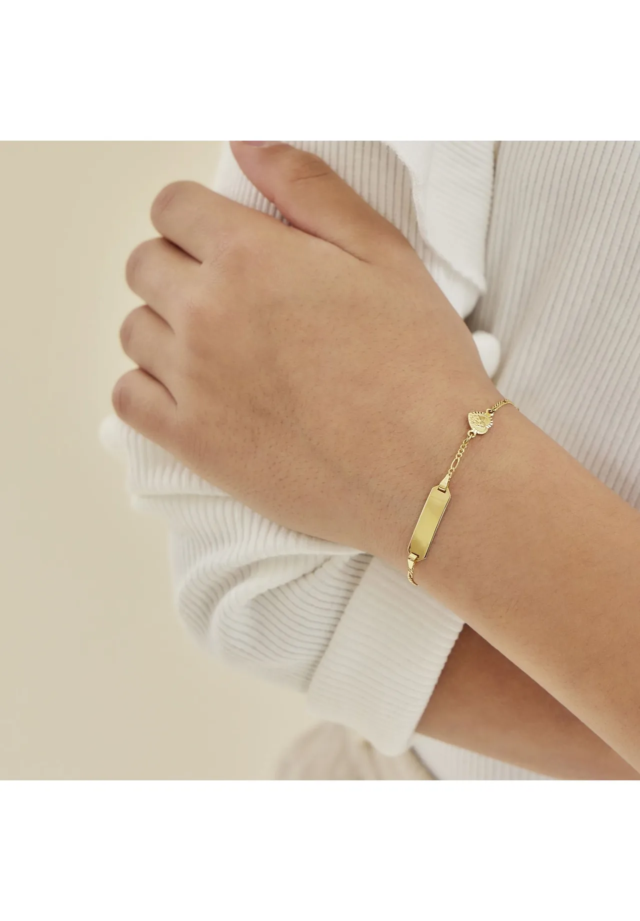 Figaro Ident-Armband mit Herz-Anhänger