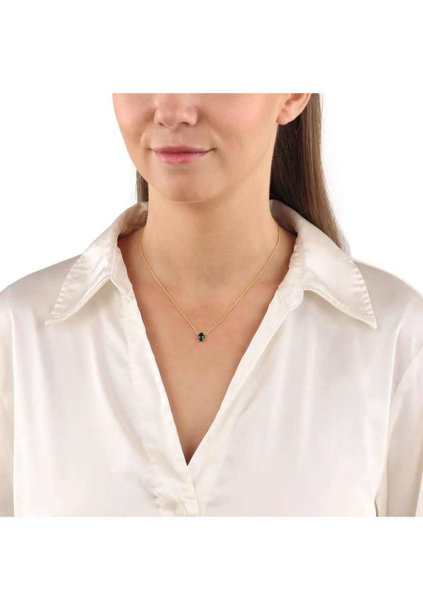 Elegante Halskette mit ovalem Edelsteinanhänger