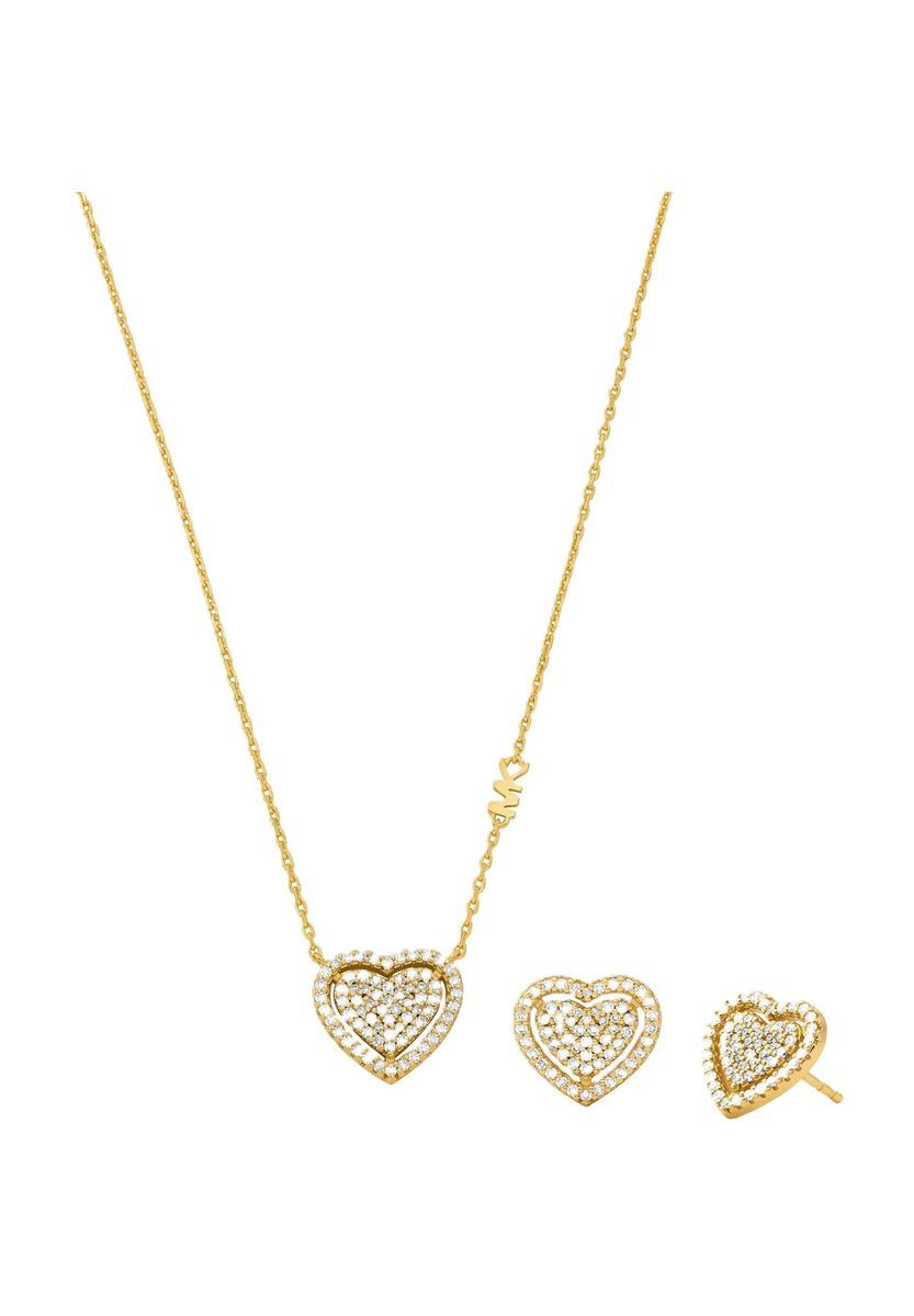 Halskette mit Herzanhänger und Ohrring-Set