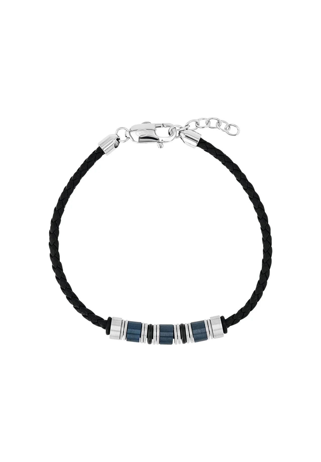 Geflochtenes Lederarmband mit Edelstahl-Elementen