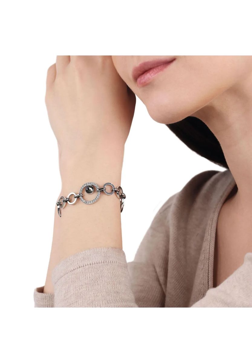 Gliederkettenarmband mit Kreisen und Kristallen