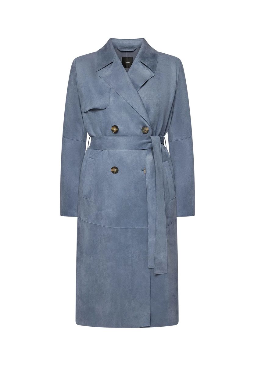 Zweireihiger Trenchcoat in Wildleder-Optik