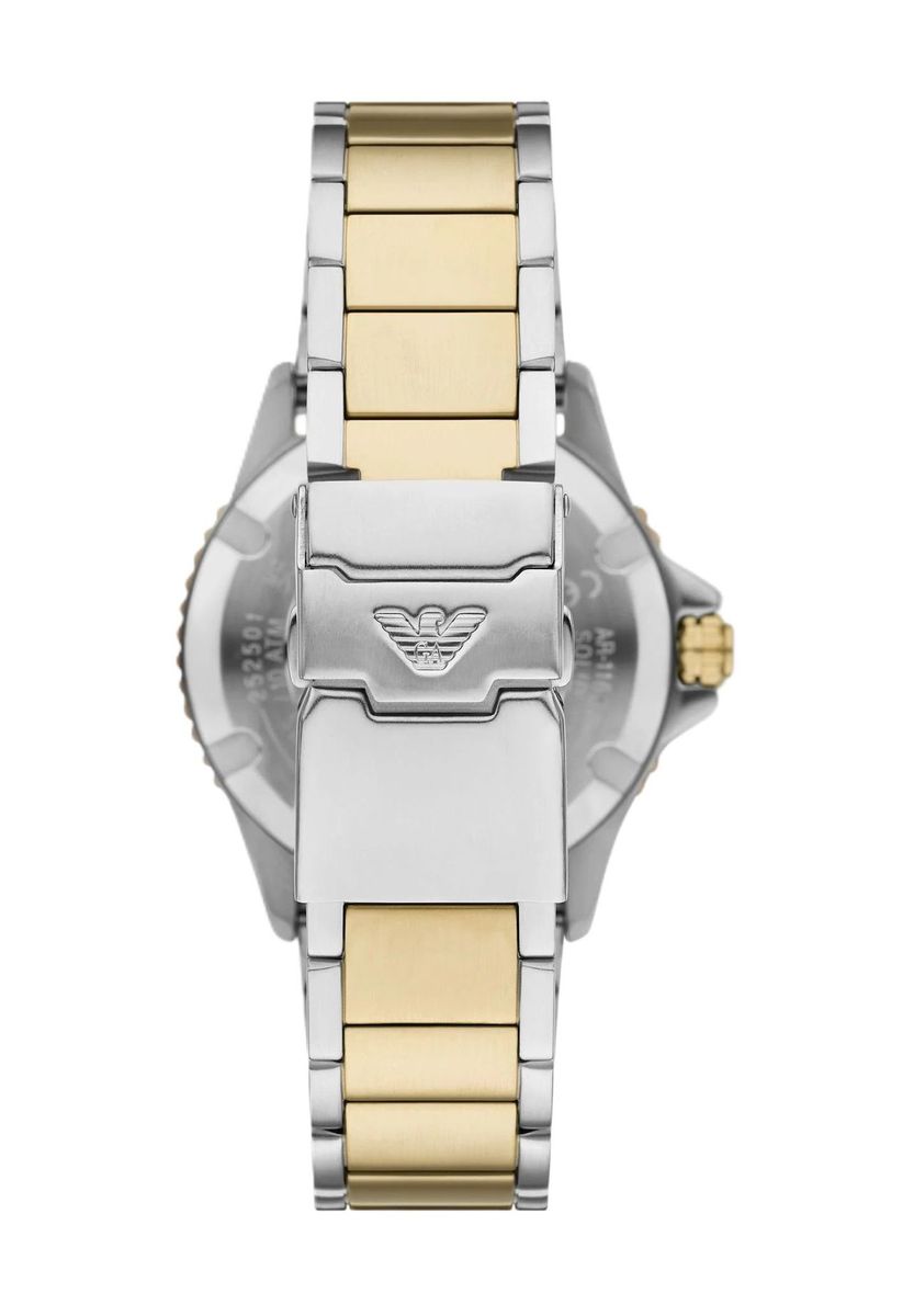 Elegante Bicolor Uhr mit blauem Zifferblatt