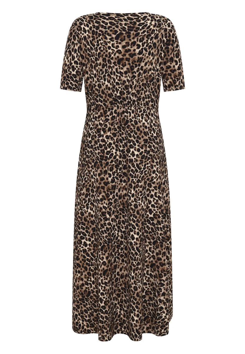 Midikleid mit Leopardenmuster und V-Ausschnitt