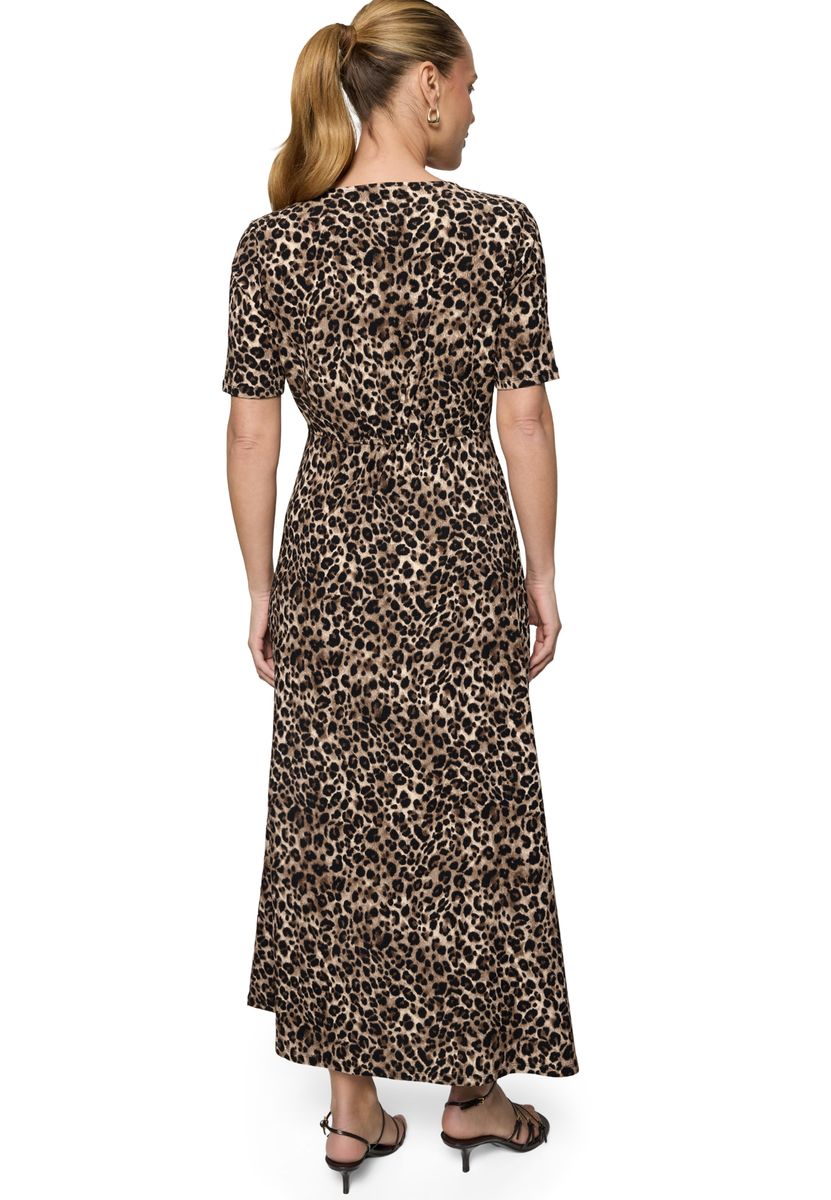 Midikleid mit Leopardenmuster und V-Ausschnitt