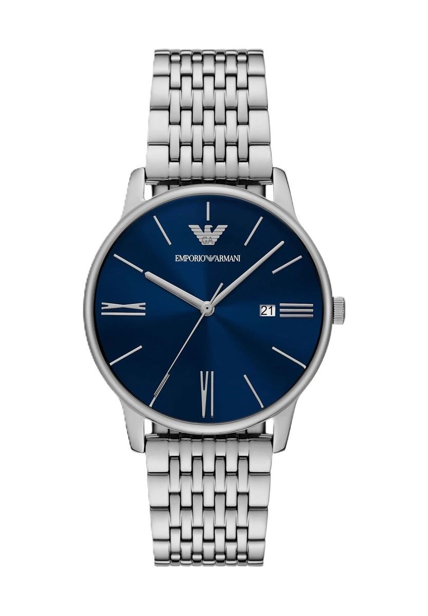 Elegante Edelstahluhr mit blauem Zifferblatt