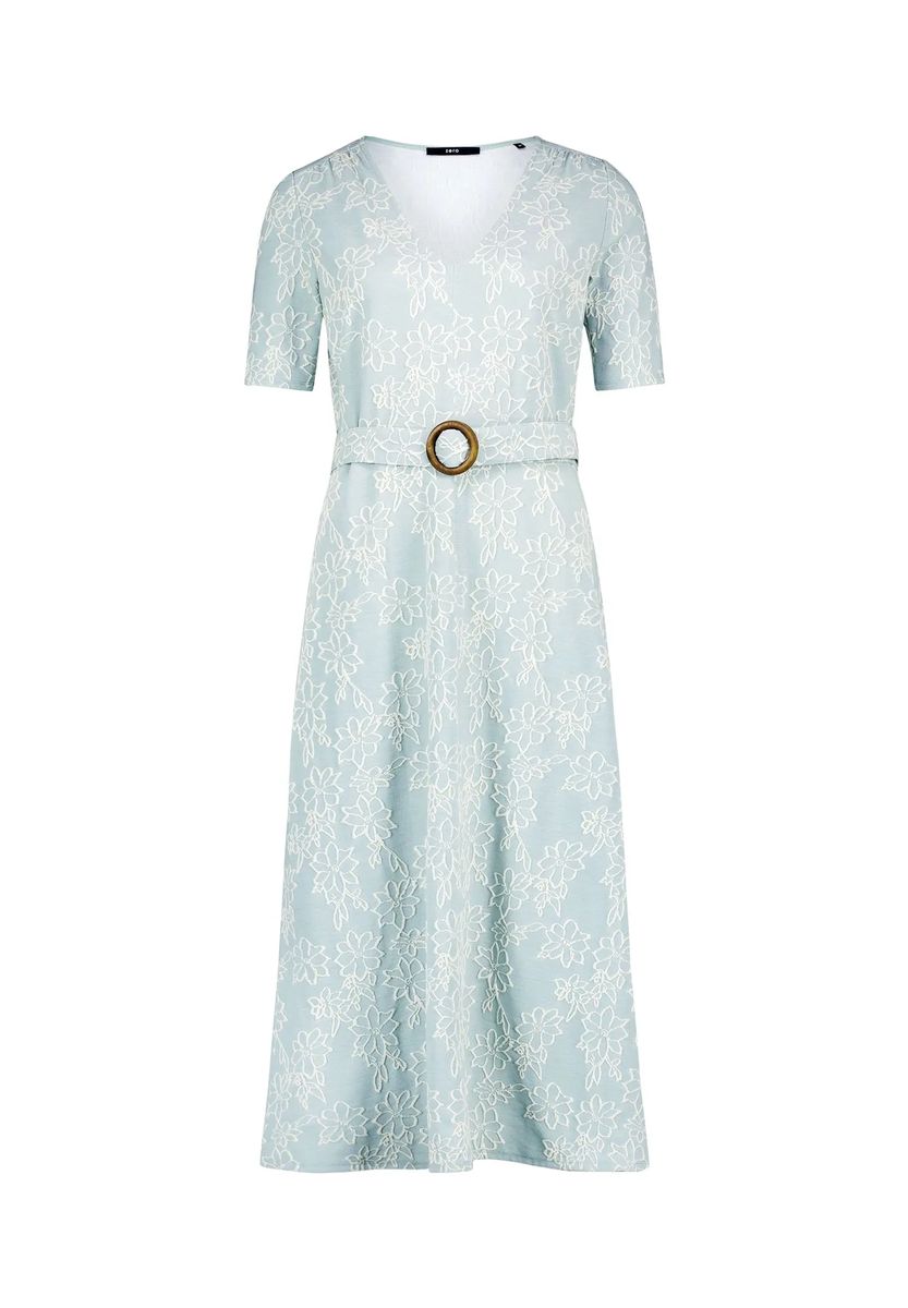 Besticktes Midikleid mit V-Ausschnitt