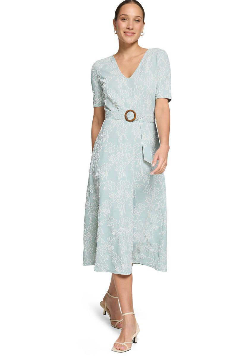 Besticktes Midikleid mit V-Ausschnitt