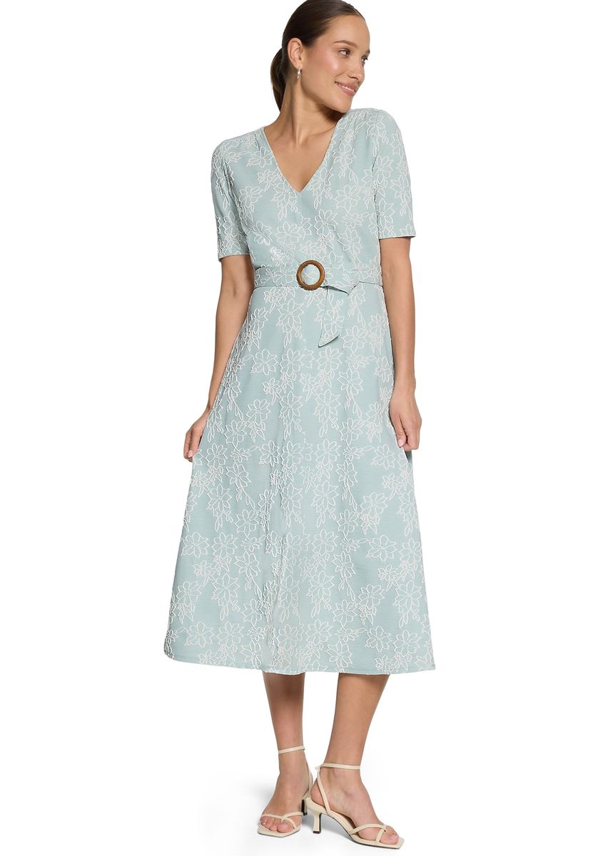 Besticktes Midikleid mit V-Ausschnitt