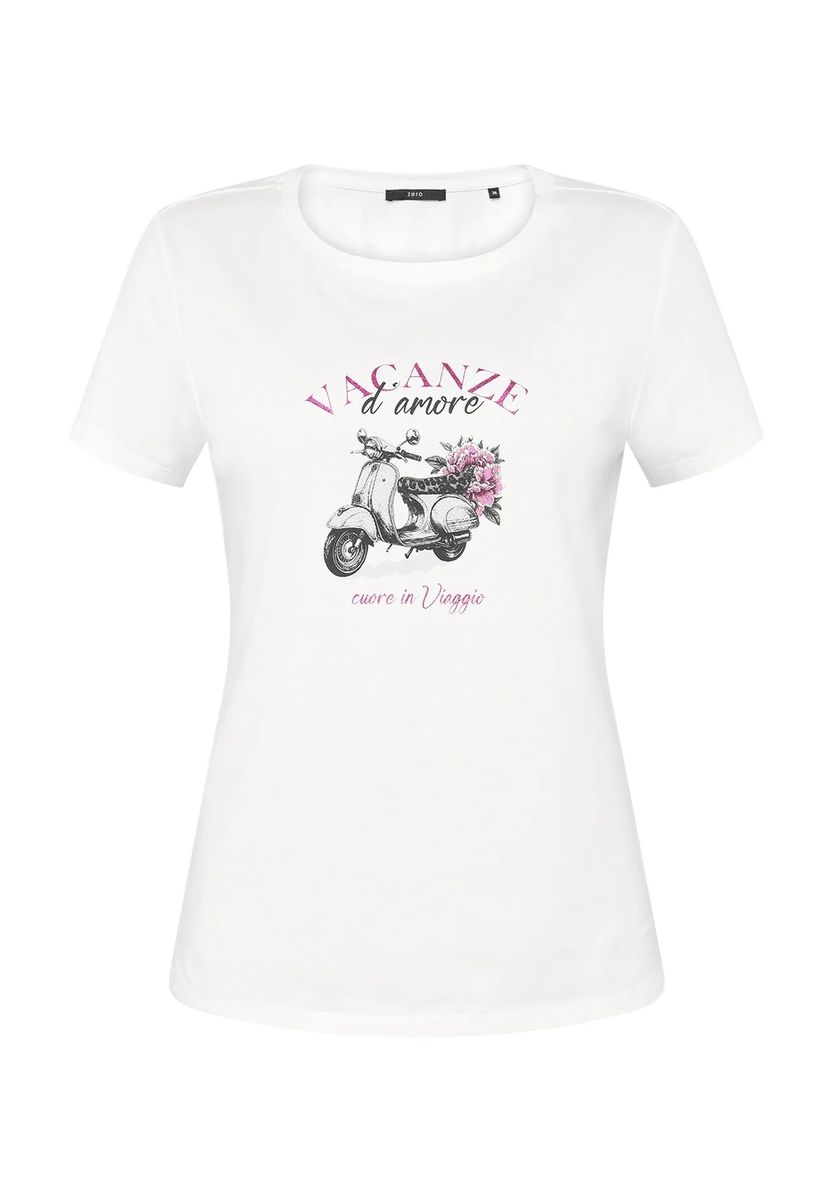 T-Shirt mit Vespa- und Blumenprint
