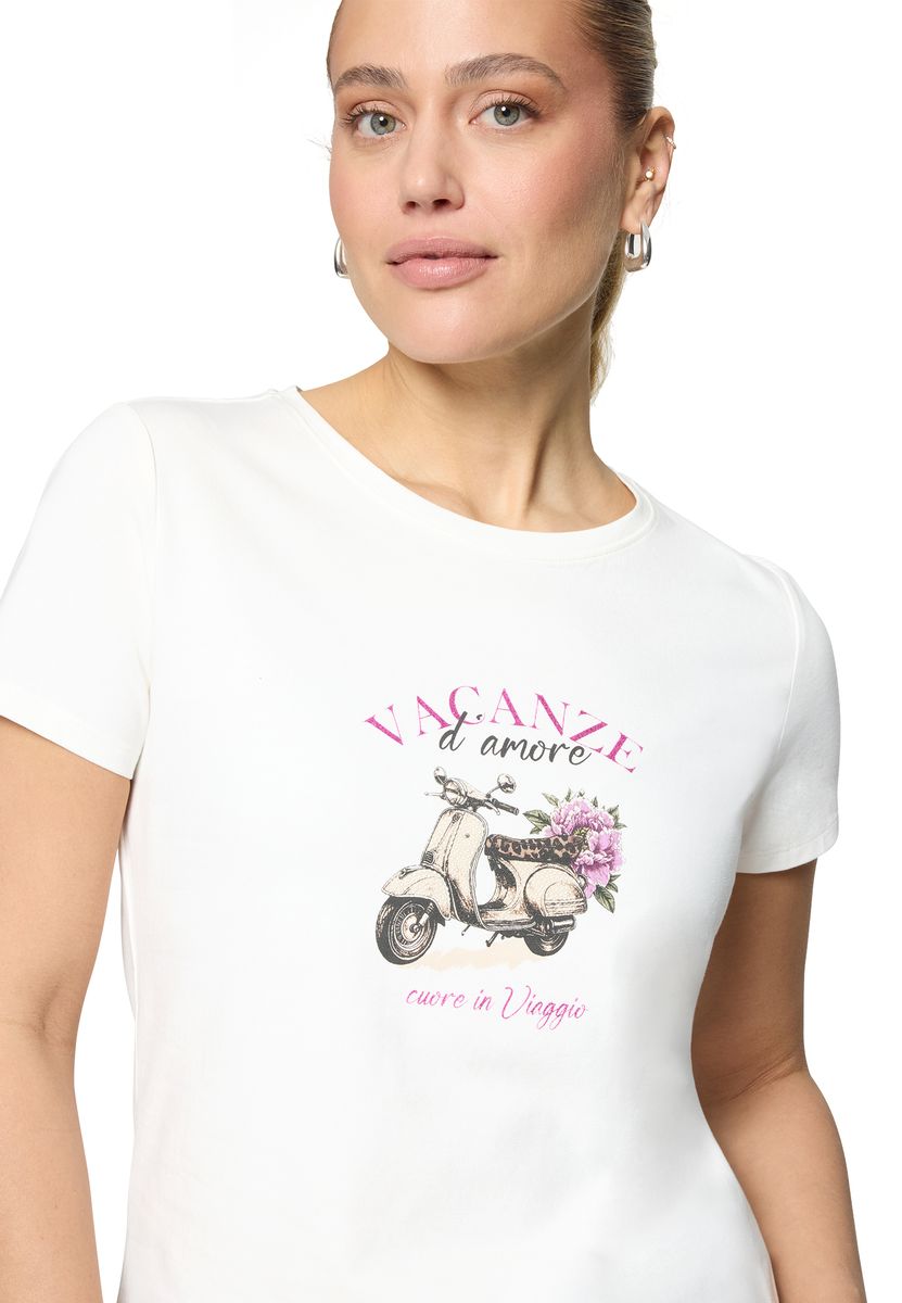 T-Shirt mit Vespa- und Blumenprint