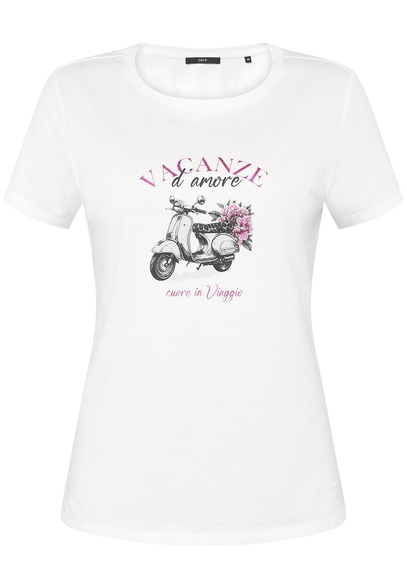 T-Shirt mit Vespa- und Blumenprint