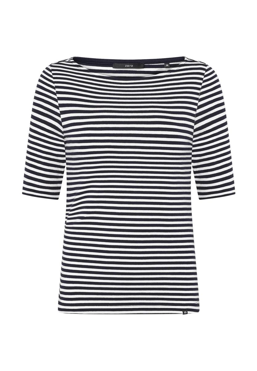 Gestreiftes Shirt mit U-Boot-Ausschnitt