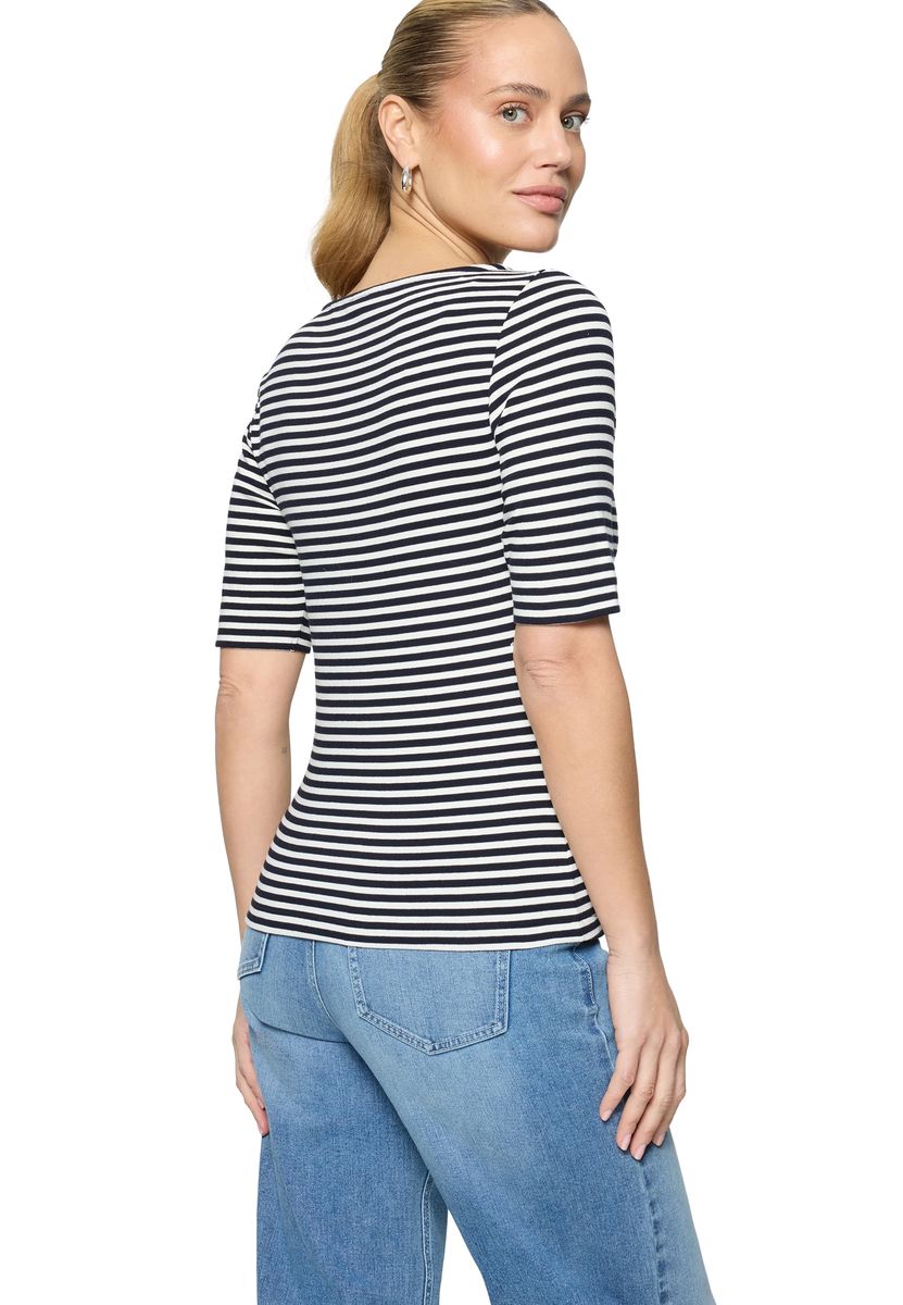 Gestreiftes Shirt mit U-Boot-Ausschnitt