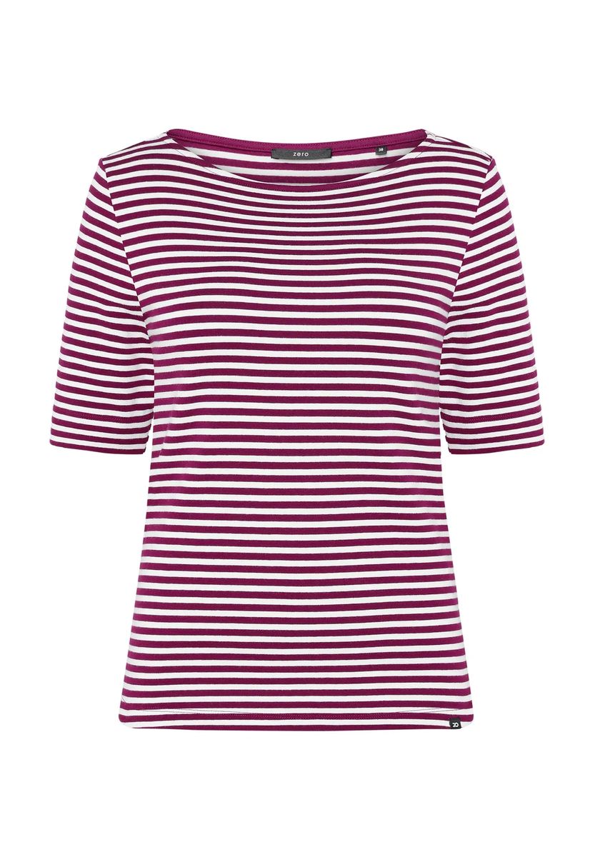 Gestreiftes Jersey-Oberteil mit U-Boot-Ausschnitt