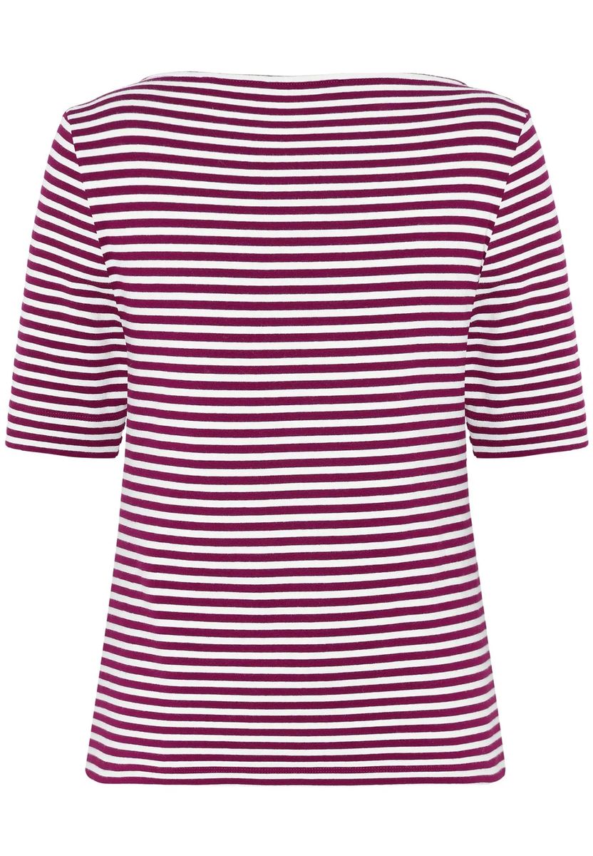 Gestreiftes Jersey-Oberteil mit U-Boot-Ausschnitt