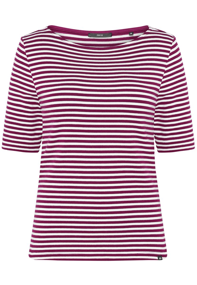 Gestreiftes Jersey-Oberteil mit U-Boot-Ausschnitt