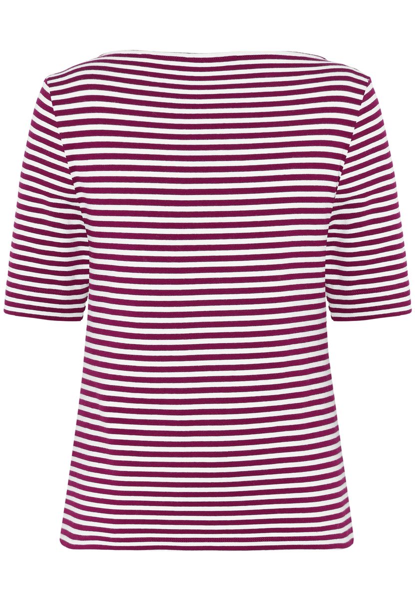 Gestreiftes Jersey-Oberteil mit U-Boot-Ausschnitt