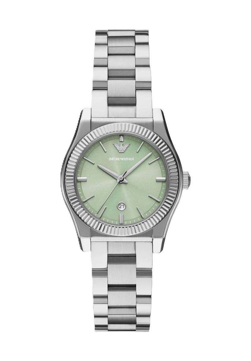 Elegante silberfarbene Damenarmbanduhr