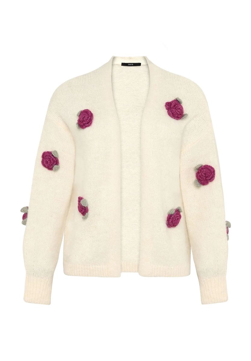 Oversized Strickjacke mit Blumen-Applikationen
