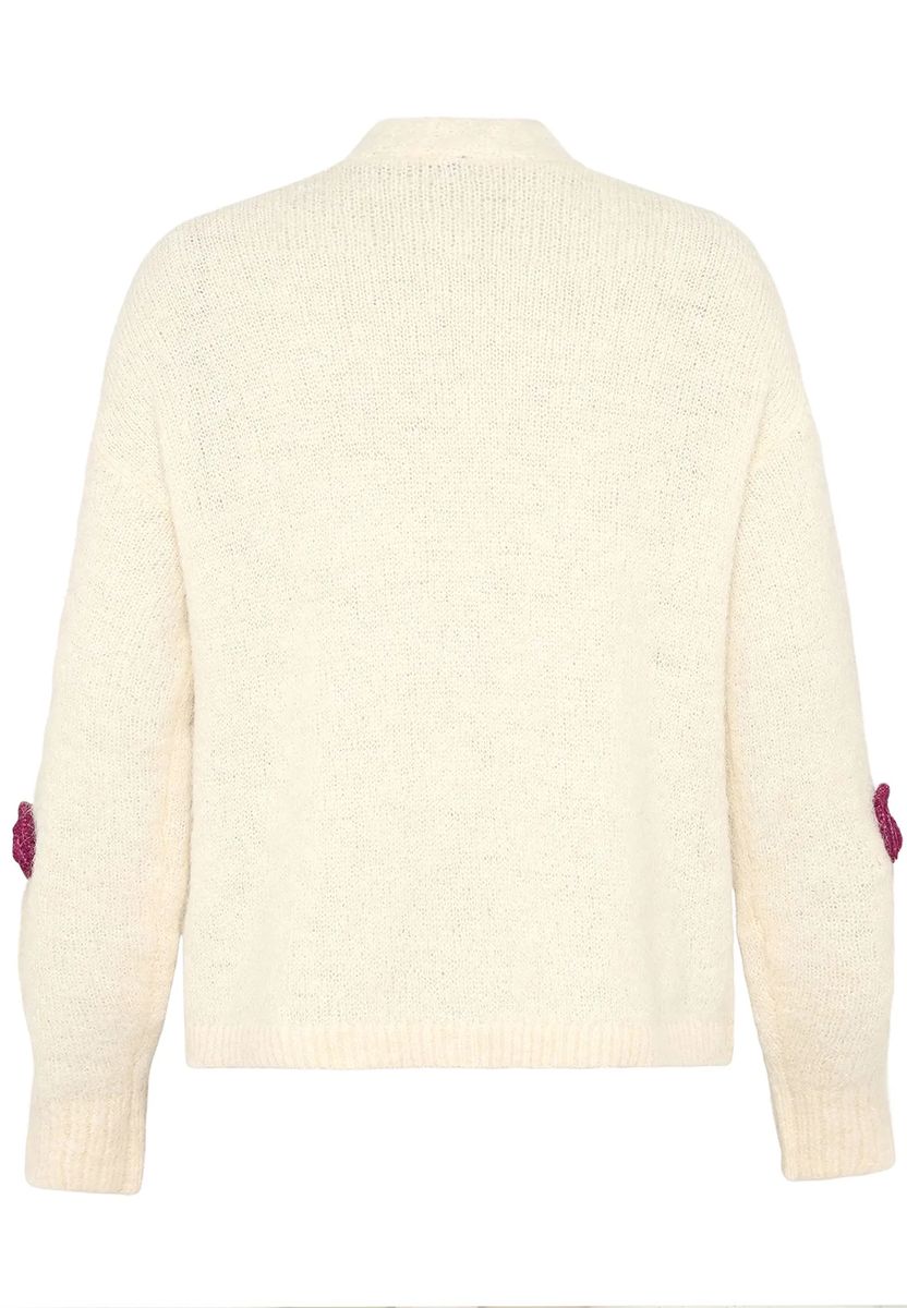 Oversized Strickjacke mit Blumen-Applikationen