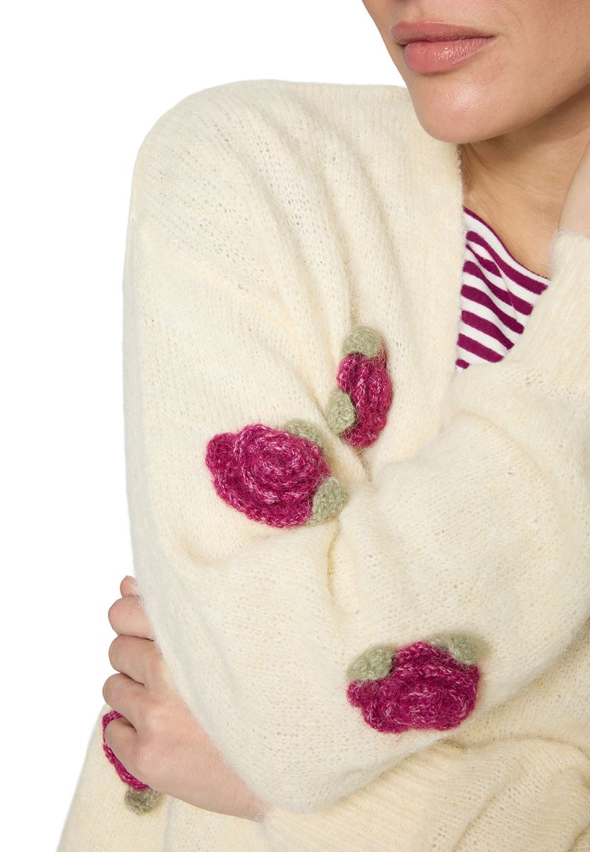 Oversized Strickjacke mit Blumen-Applikationen