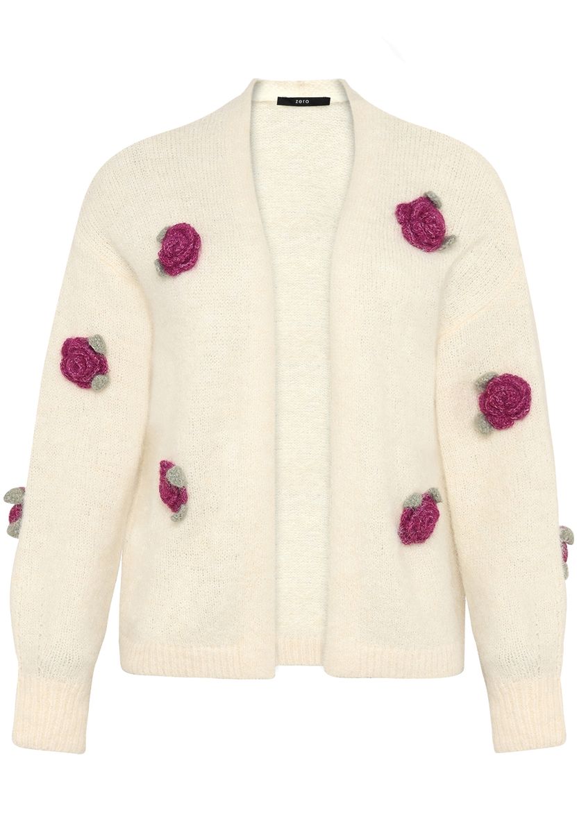 Oversized Strickjacke mit Blumen-Applikationen