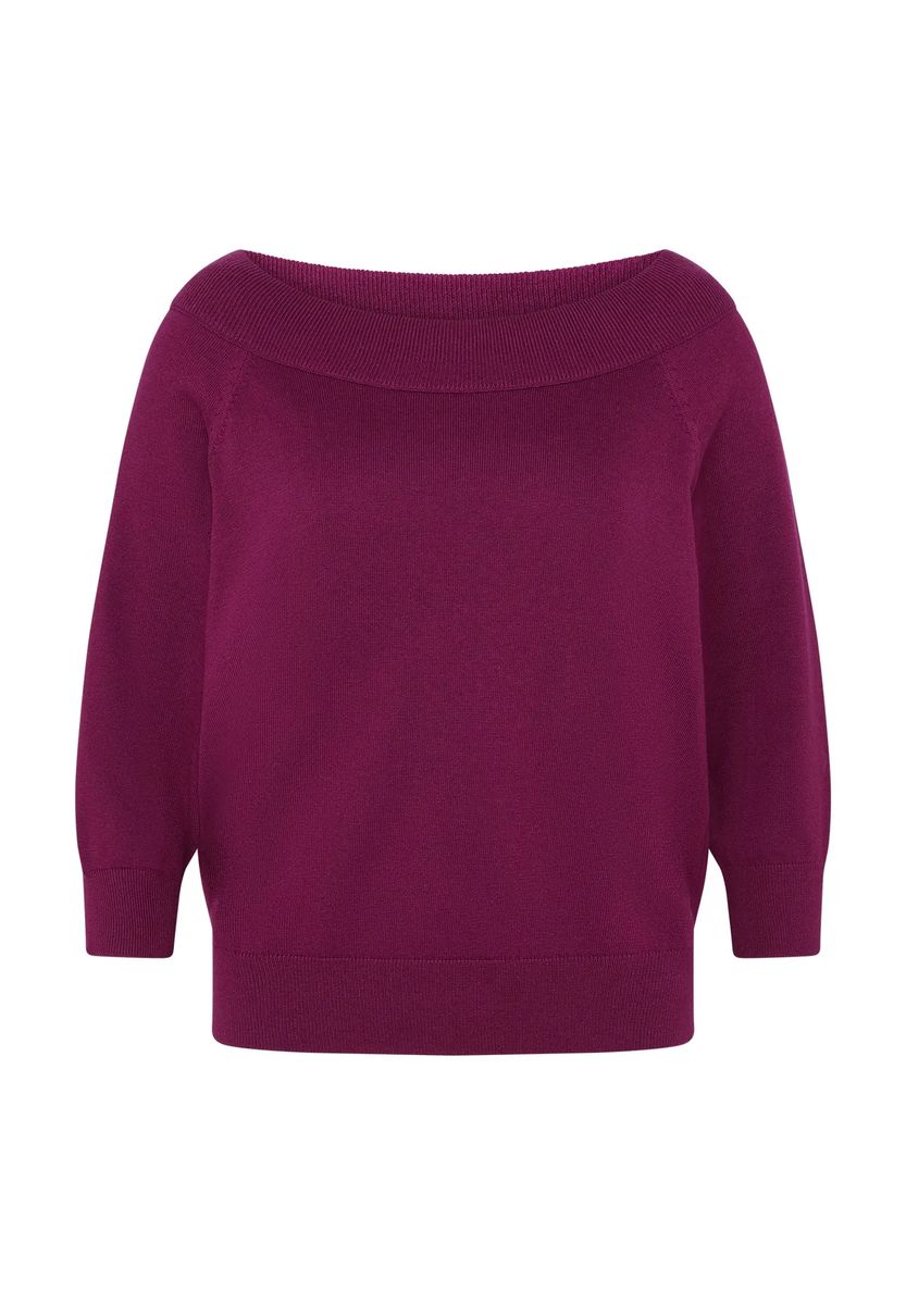 Eleganter Strickpullover mit Carmenausschnitt
