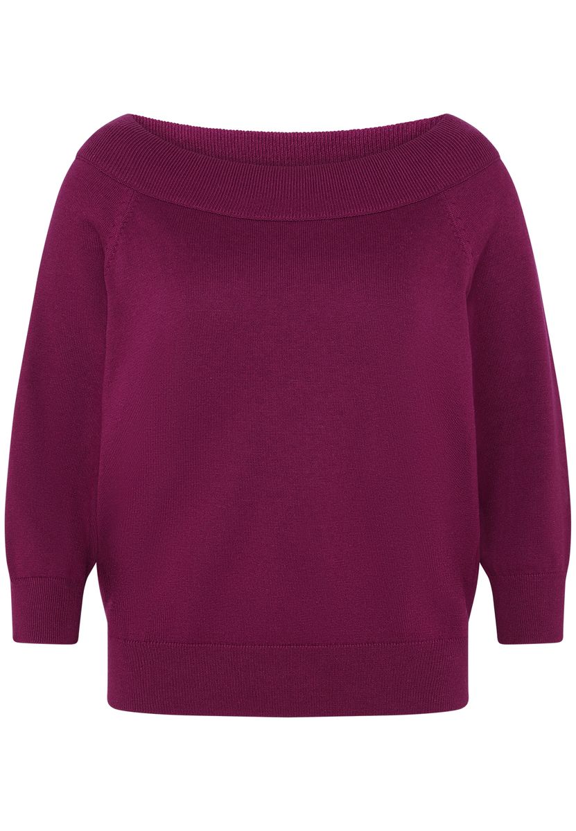 Eleganter Strickpullover mit Carmenausschnitt