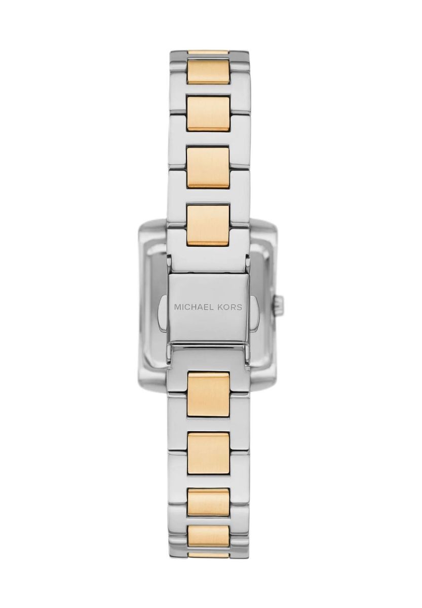 Zweifarbige Armbanduhr mit Kristallbesatz