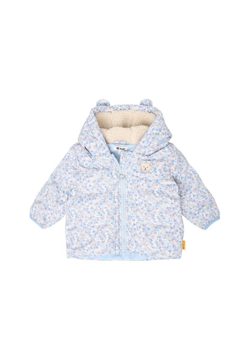 Wattierte Blumenjacke mit Ohren-Kapuze