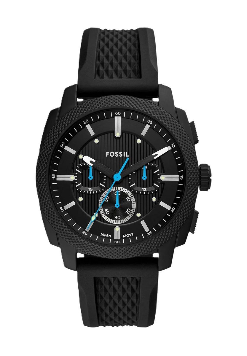 Herren Chronograph Uhr Schwarz mit Silikonarmband