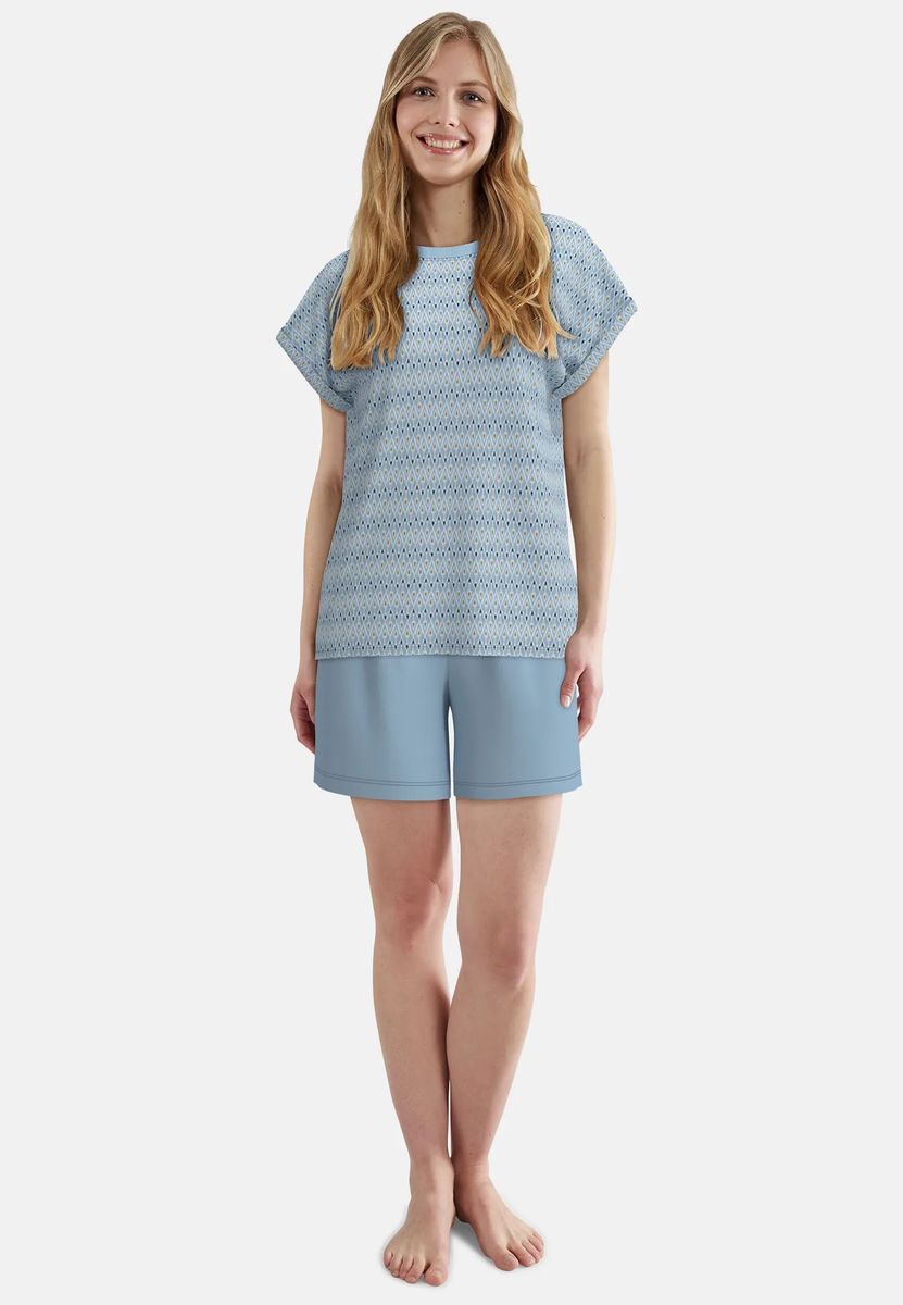 Kurzarm-Pyjama mit geometrischem Muster