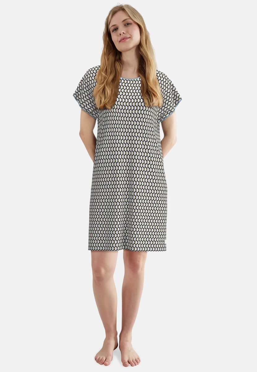 Kurzärmliges Schlafshirt mit geometrischem Muster