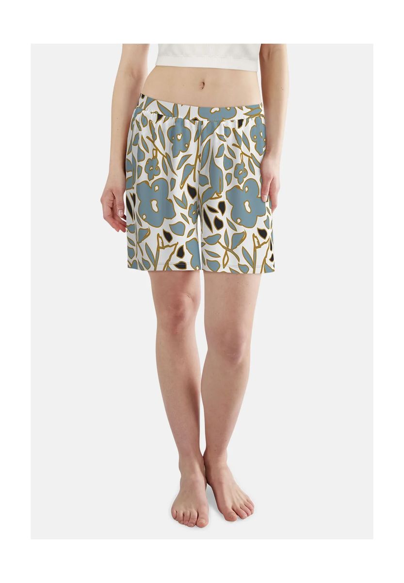 Schlafshorts mit Blumenmuster und Gummibund
