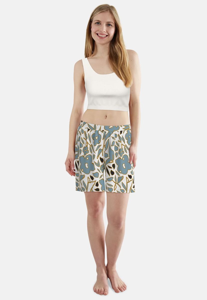 Schlafshorts mit Blumenmuster und Gummibund