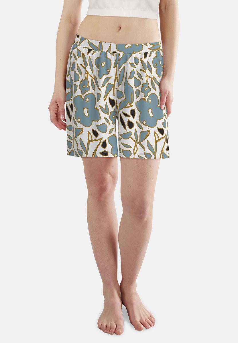 Schlafshorts mit Blumenmuster und Gummibund
