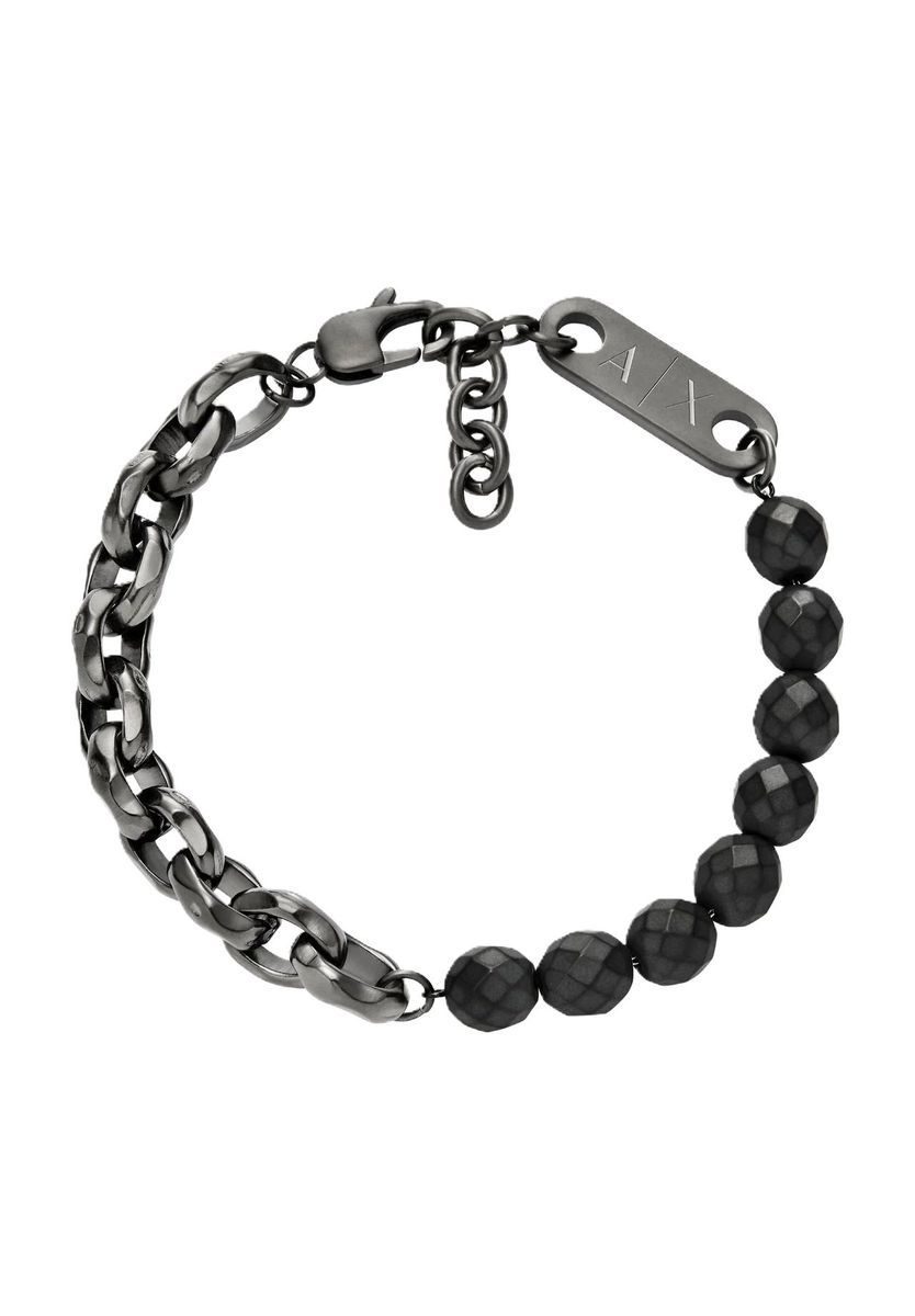 Herren Armband Panzerkette und facettierte Perlen