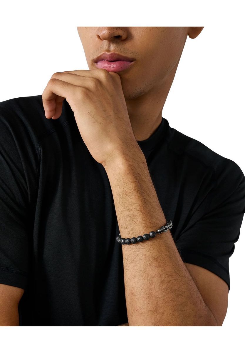 Herren Armband Panzerkette und facettierte Perlen