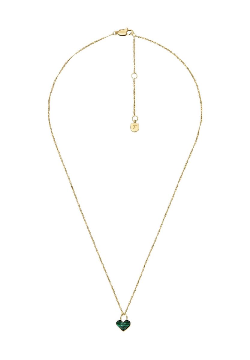 Grüne Halskette mit Herzanhänger Goldfarben