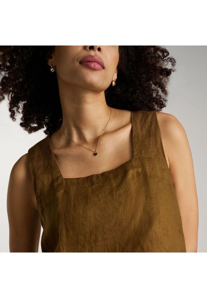 Grüne Halskette mit Herzanhänger Goldfarben